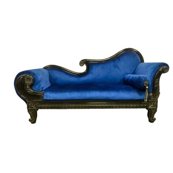 Blue Scroll Arm Divan