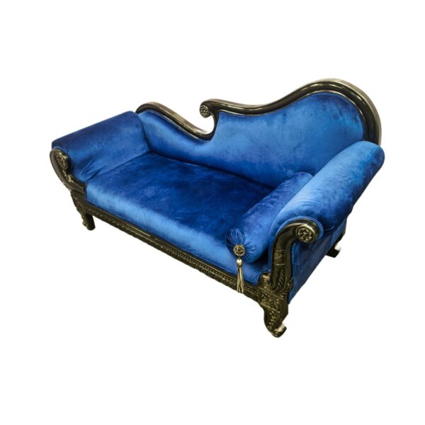Blue Scroll Arm Divan