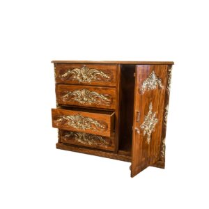 Carved Door Drawer Cabinet