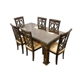 Carved Glass Top Dining Set