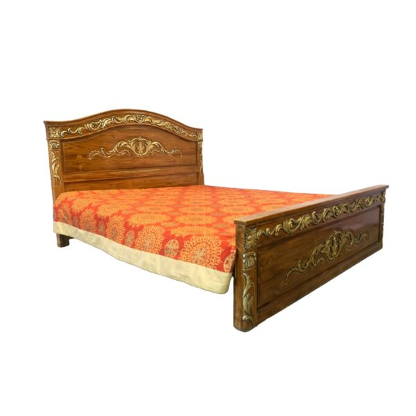 Golden Carved Panel Bed
