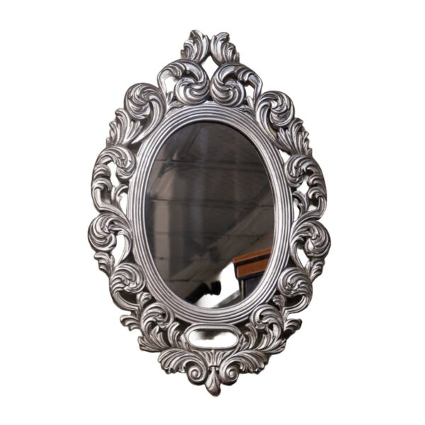 Silver Oval Ornate Mirror