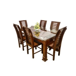Six Chair Glass Top Dining Set
