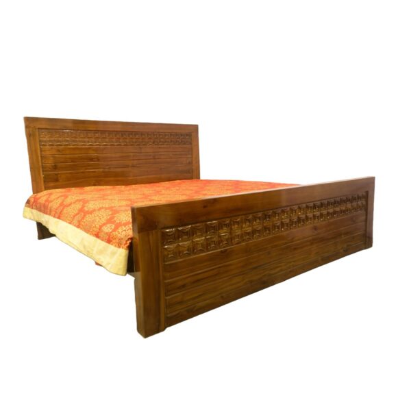 Slatted Wooden Panel Bed