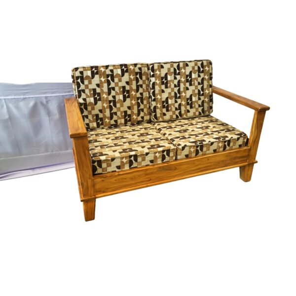 Wooden Pattern Double Sofa