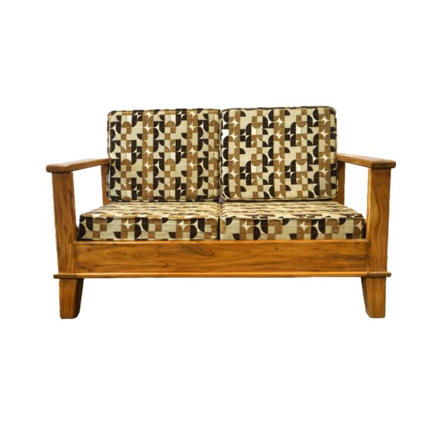 Wooden Pattern Double Sofa